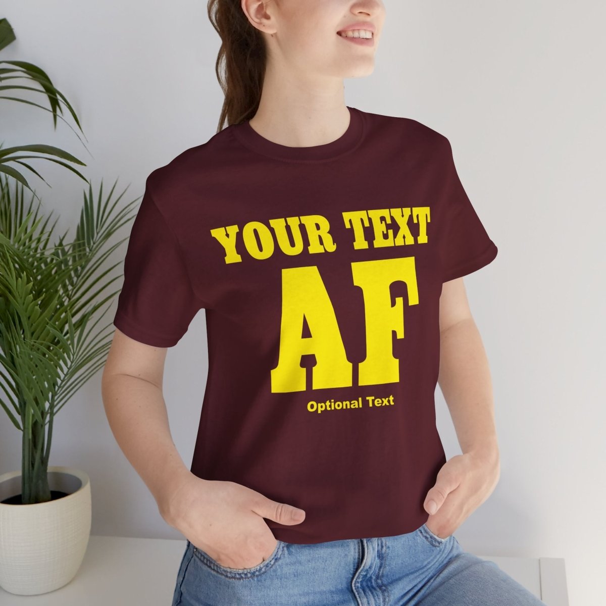 Personalized Anything AF Shirt | Personalized AF T-Shirt with Your Custom Text & Design in Yellow Print - Anything AF