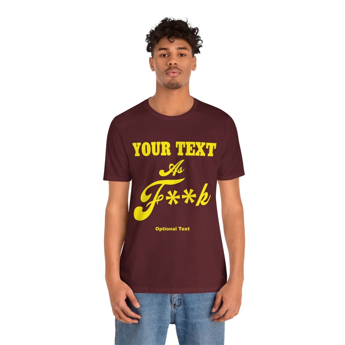 Personalized Anything As F**k Shirt | Personalized As Fuck PG-13 Version T-Shirt with Your Custom Text & Design in Yellow Print - Anything AF