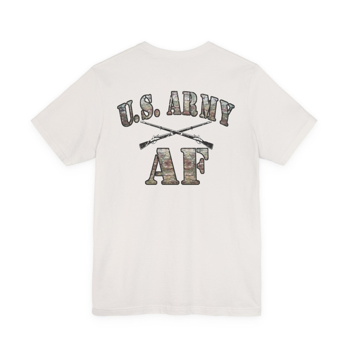 U.S. Army AF Shirt | OCP Camo Front & Back Print Army As Fuck Military T-Shirt with Crossed Rifles - Anything AF