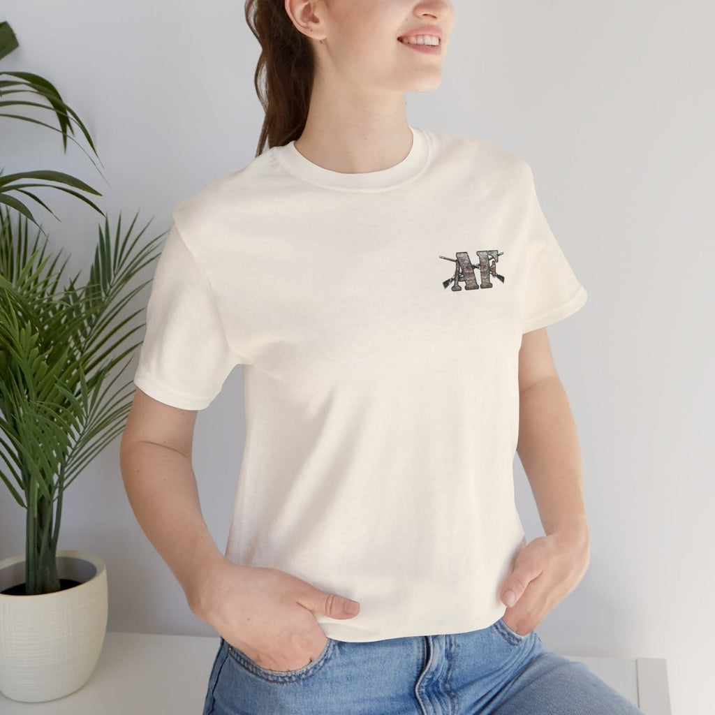 U.S. Army AF Shirt | OCP Camo Front & Back Print Army As Fuck Military T-Shirt with Crossed Rifles - Anything AF