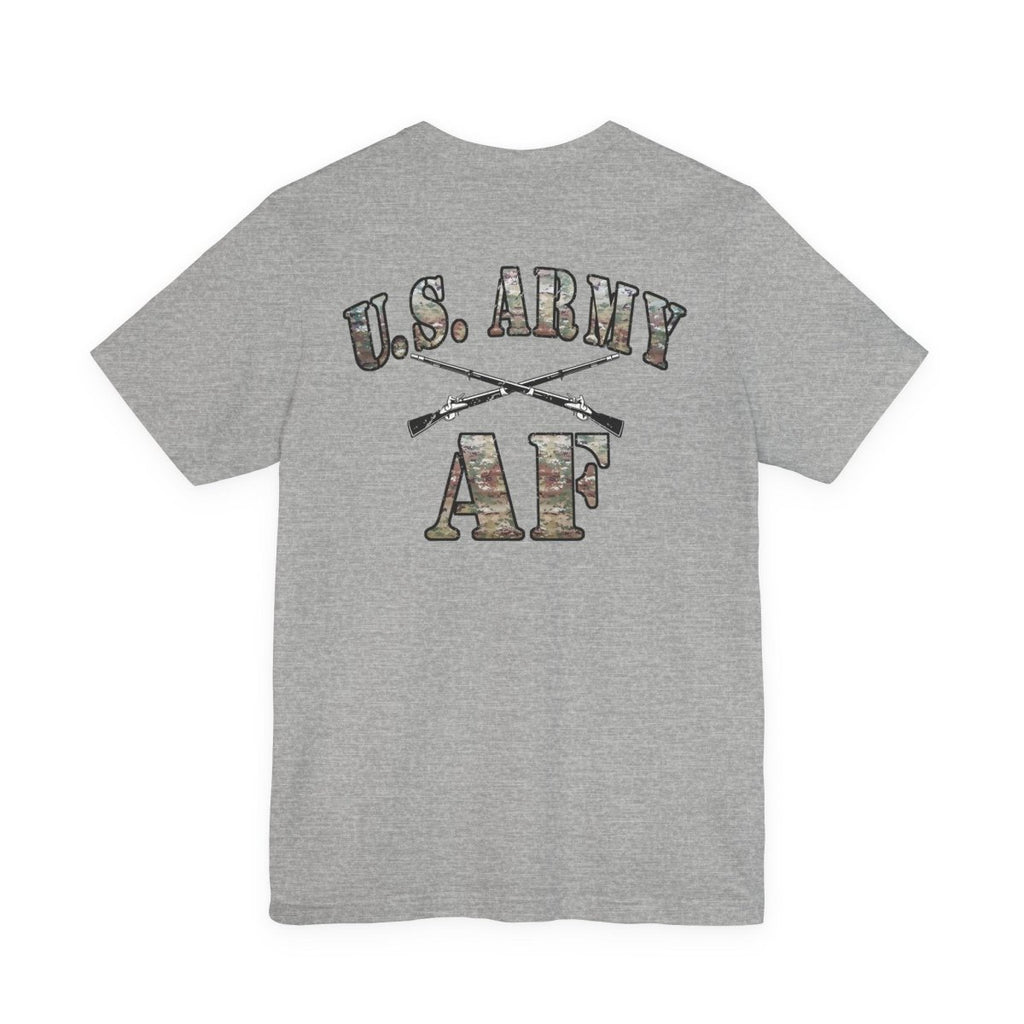 U.S. Army AF Shirt | OCP Camo Front & Back Print Army As Fuck Military T-Shirt with Crossed Rifles - Anything AF