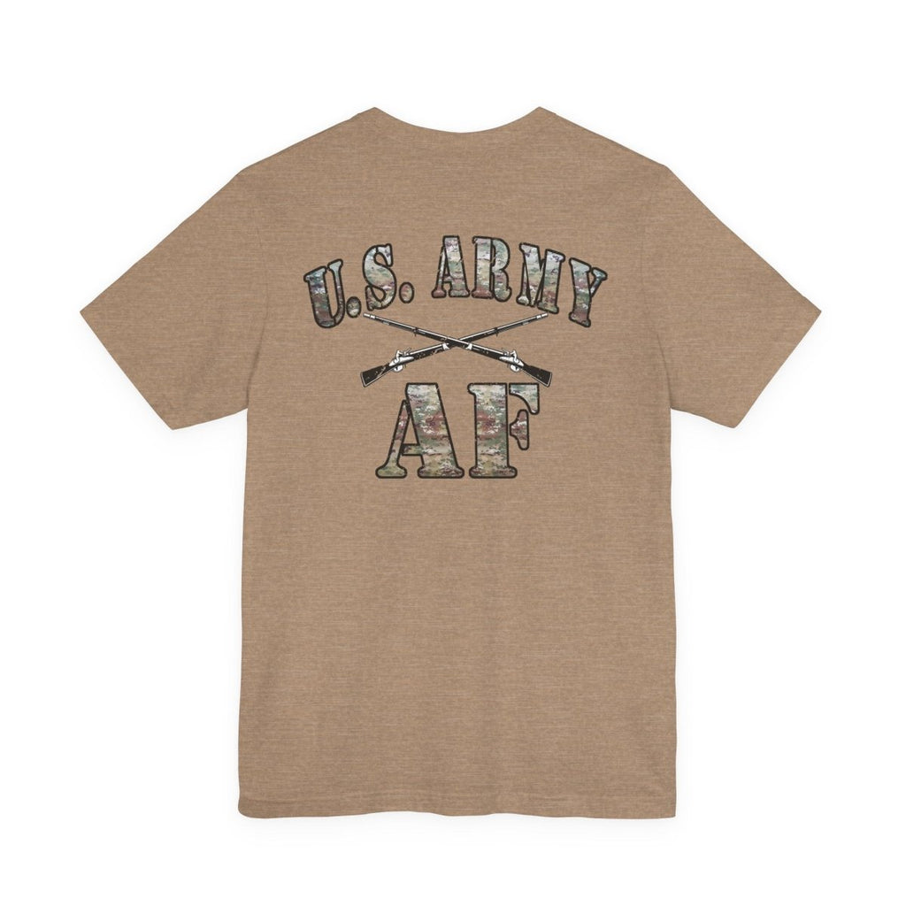 U.S. Army AF Shirt | OCP Camo Front & Back Print Army As Fuck Military T-Shirt with Crossed Rifles - Anything AF