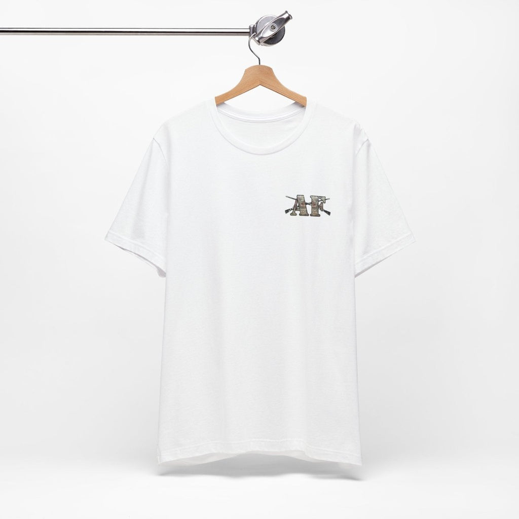U.S. Army AF Shirt | OCP Camo Front & Back Print Army As Fuck Military T-Shirt with Crossed Rifles - Anything AF