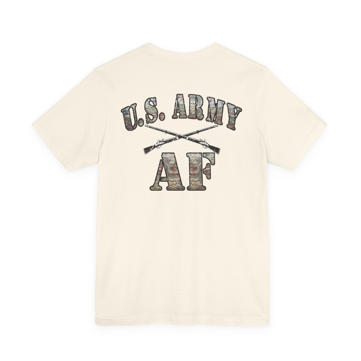 U.S. Army AF Shirt | OCP Camo Front & Back Print Army As Fuck Military T-Shirt with Crossed Rifles - Anything AF