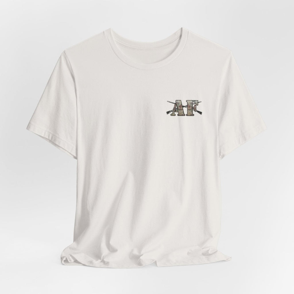 U.S. Army AF Shirt | OCP Camo Front & Back Print Army As Fuck Military T-Shirt with Crossed Rifles - Anything AF