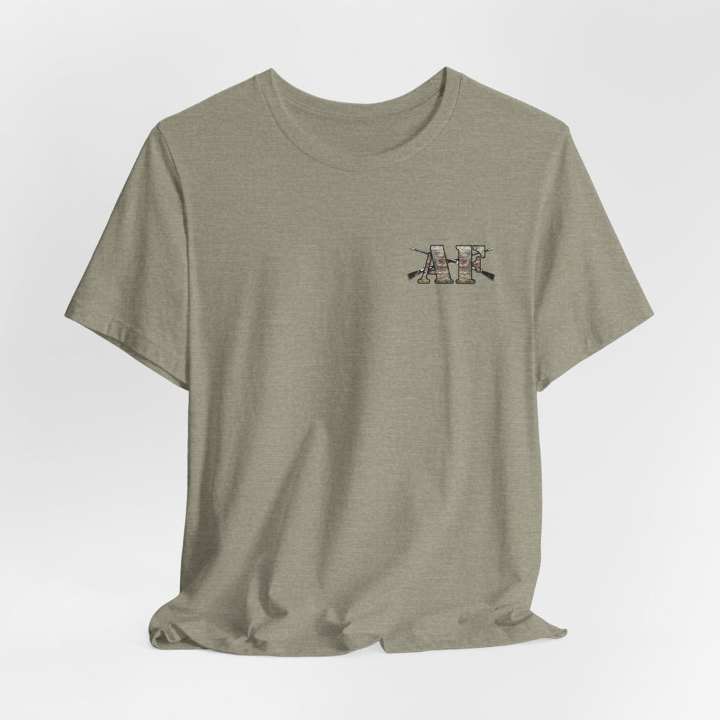 U.S. Army AF Shirt | OCP Camo Front & Back Print Army As Fuck Military T-Shirt with Crossed Rifles - Anything AF