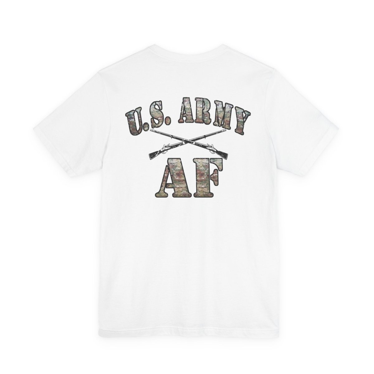 U.S. Army AF Shirt | OCP Camo Front & Back Print Army As Fuck Military T-Shirt with Crossed Rifles - Anything AF