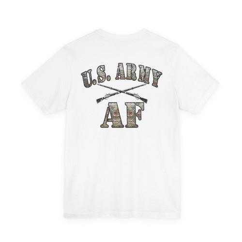 U.S. Army AF Shirt | OCP Camo Front & Back Print Army As Fuck Military T-Shirt with Crossed Rifles - Anything AF