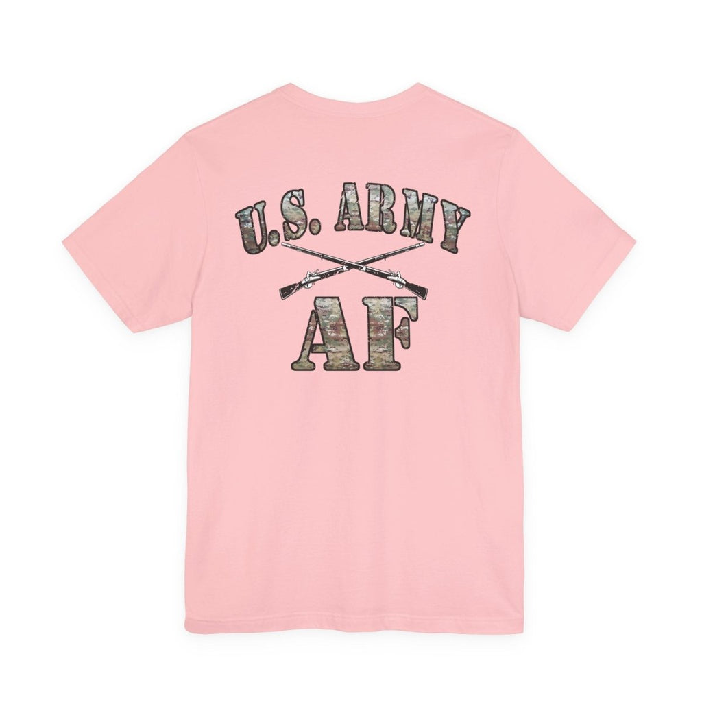 U.S. Army AF Shirt | OCP Camo Front & Back Print Army As Fuck Military T-Shirt with Crossed Rifles - Anything AF